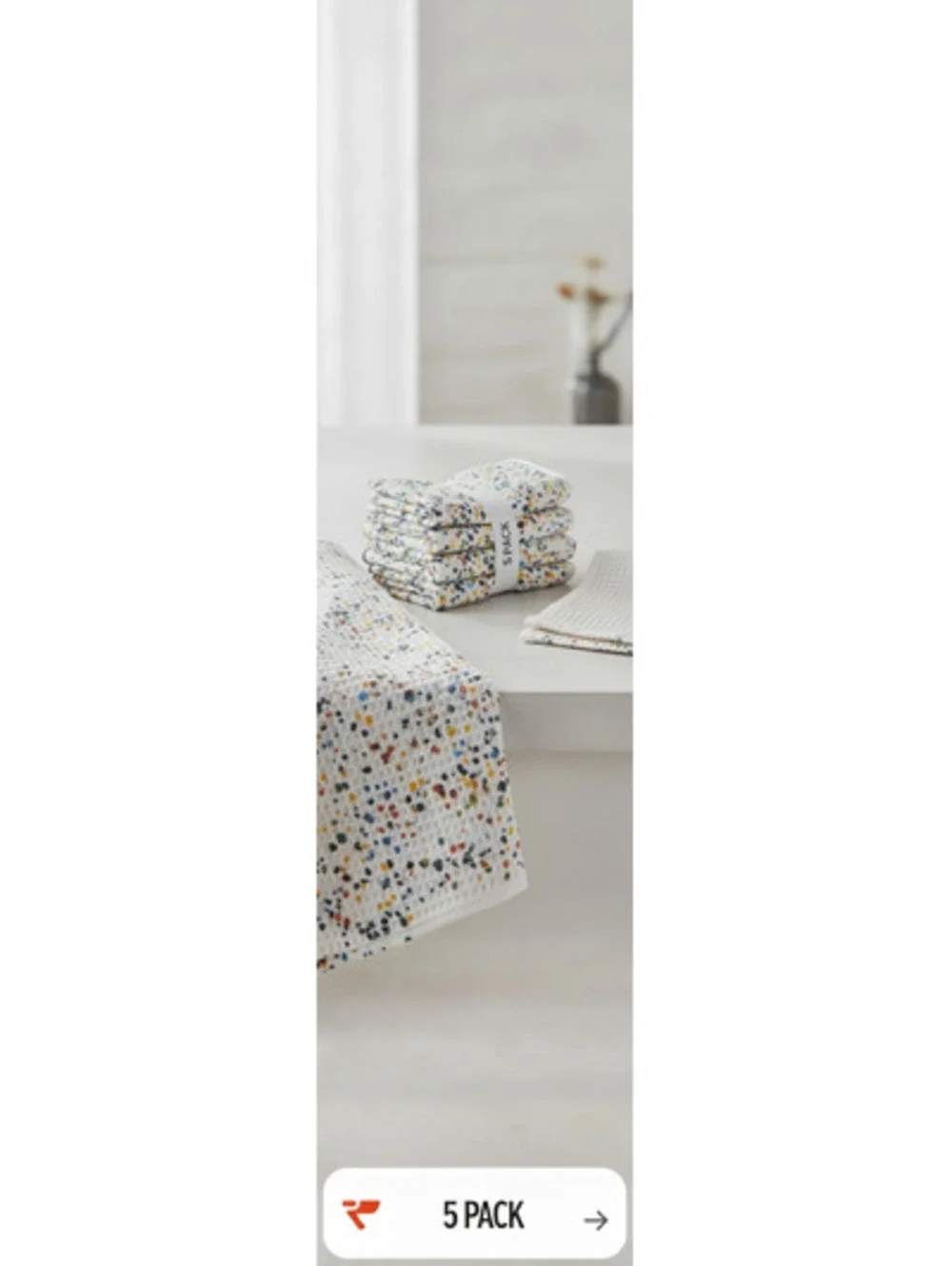 5-Pack Cotton Kitchen Towels with Colorful Confetti Print